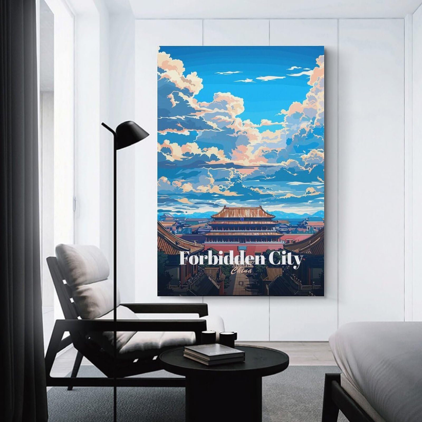 Junmoney Forbidden City China Travel Wall Art Print, 24x36inch(60x90cm), for Lounge Decor, Bedroom Walls Or Flats, Decorative Artwork for Empty Walls