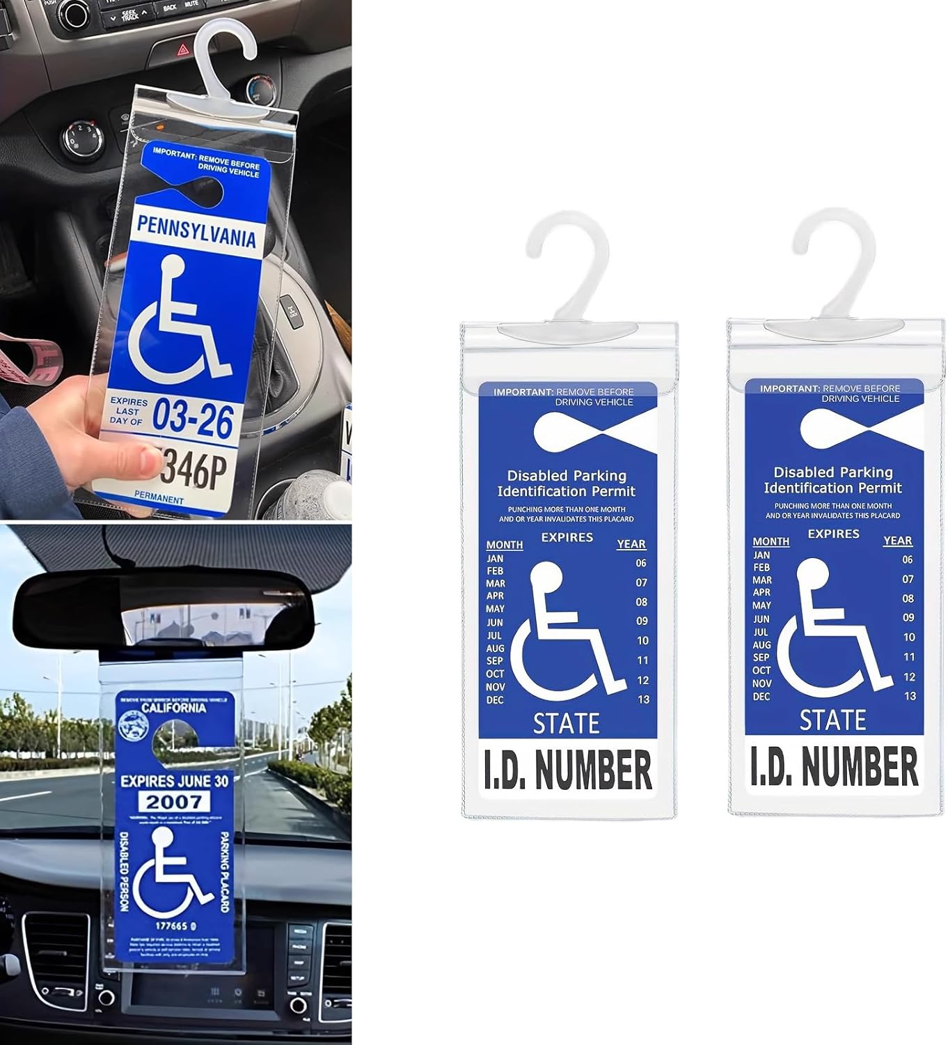 Crynod 2 PCS Car Handicap Parking Placard Hanging Bag, 11.6