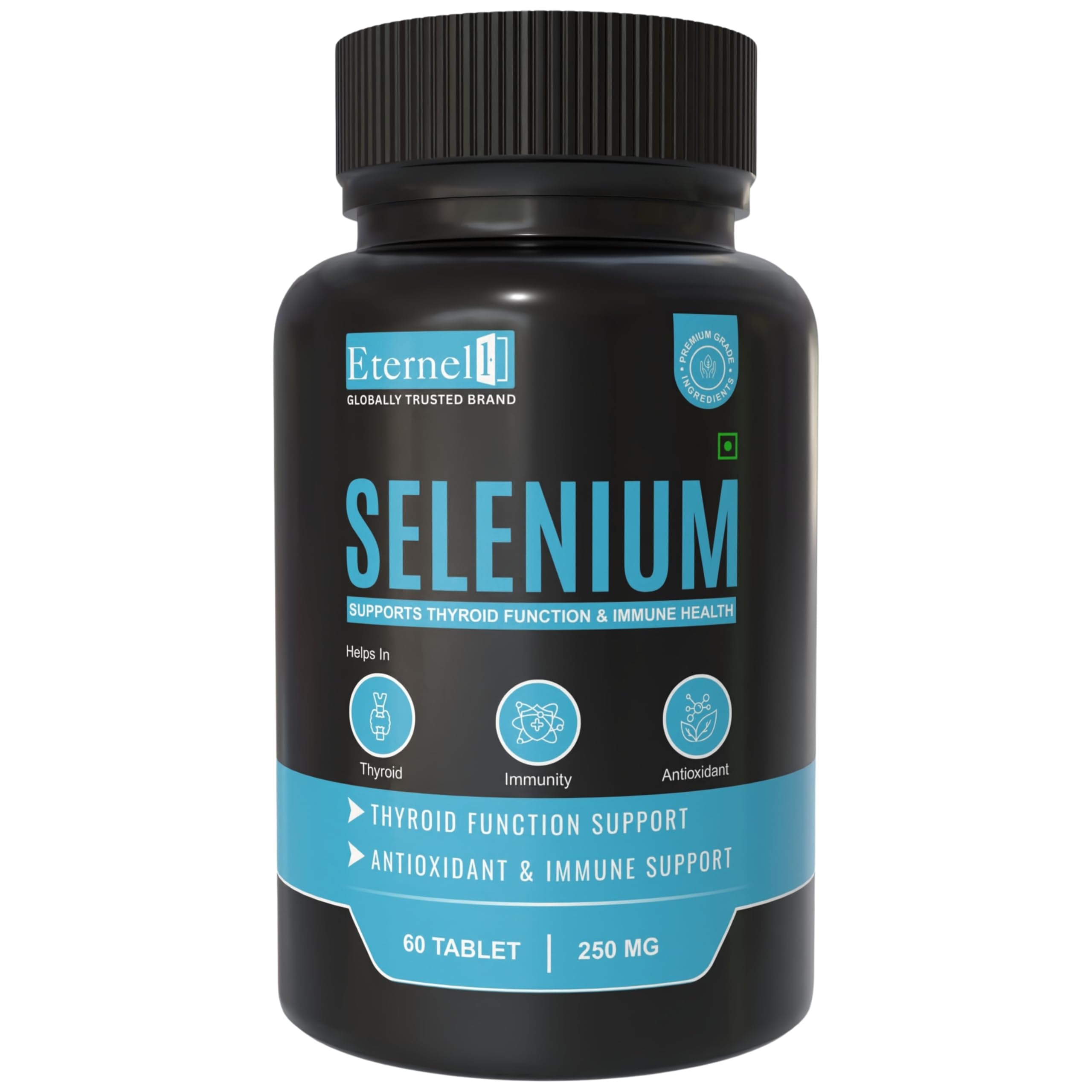 Eternell Selenium Tablets with Sodium Selenate | Antioxidant, Thyroid & Immunity Support | Daily Selenium Supplement | 60 Tablets for Men & Women-image-0