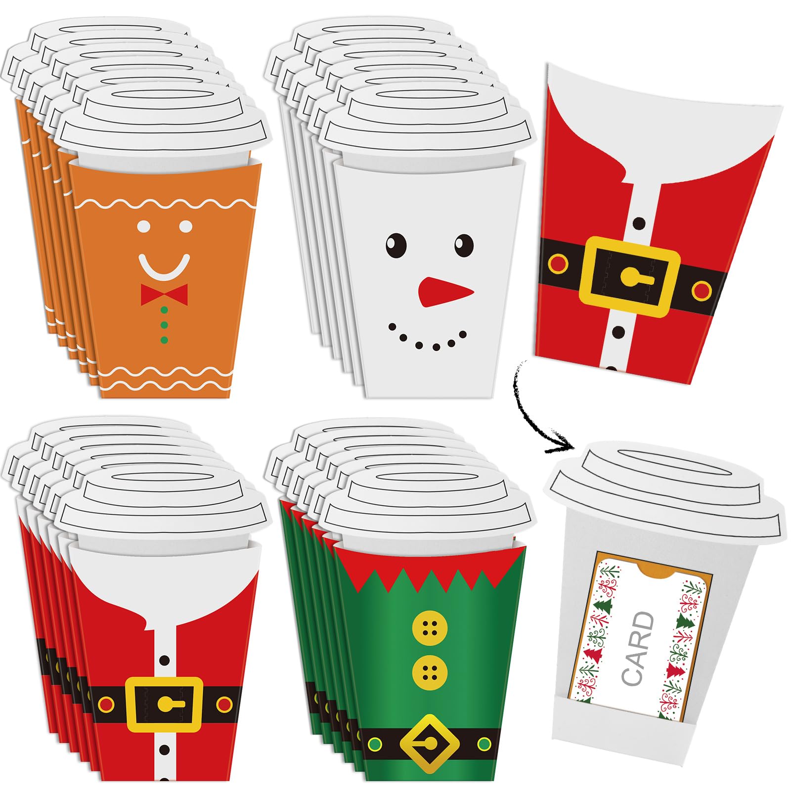 Hillban 24 Pcs Christmas Money and Gift Card Sleeves Gift Card Holders Money Holder Ornaments Greeting Cards for Christmas Party Decoration