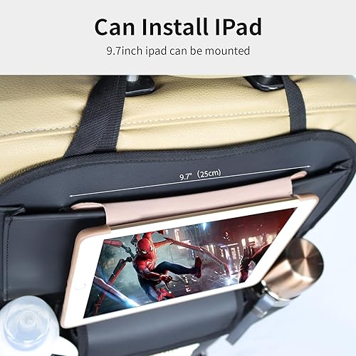 Miniatura 4 de Organizadores de asiento de coche impermeable con bolsillo de almacenamiento, alfombrillas de cuero grandes para niños, mascotas, automóviles, SUV,