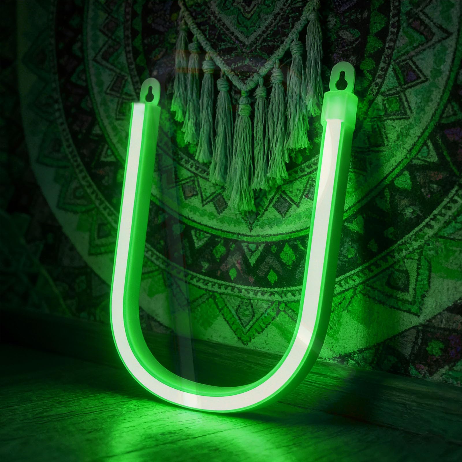 shulovehua Neon Green LED Marquee Letter Lights, Light Up Letters Glitter Alphabet Letter Sign USB/Battery Powered for Night Light Birthday Party Wedding Girls Gift Home Bar Christmas Decoration(U) — image 1