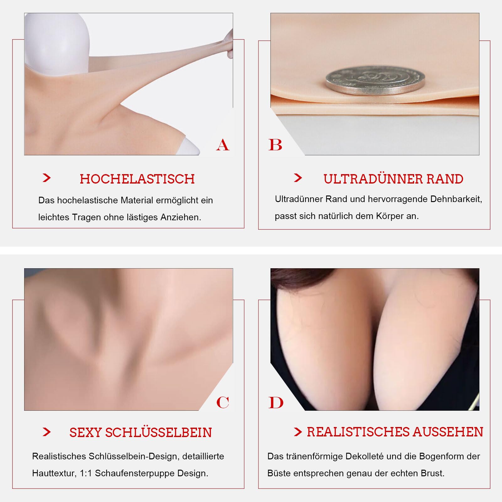 XSWL Silikonowe podkładki na piersi wypełnione żelem silikonowym Fake Breast Enhancers dla crossdresserów transpłciowych mastektomii Cosplay biustonosz