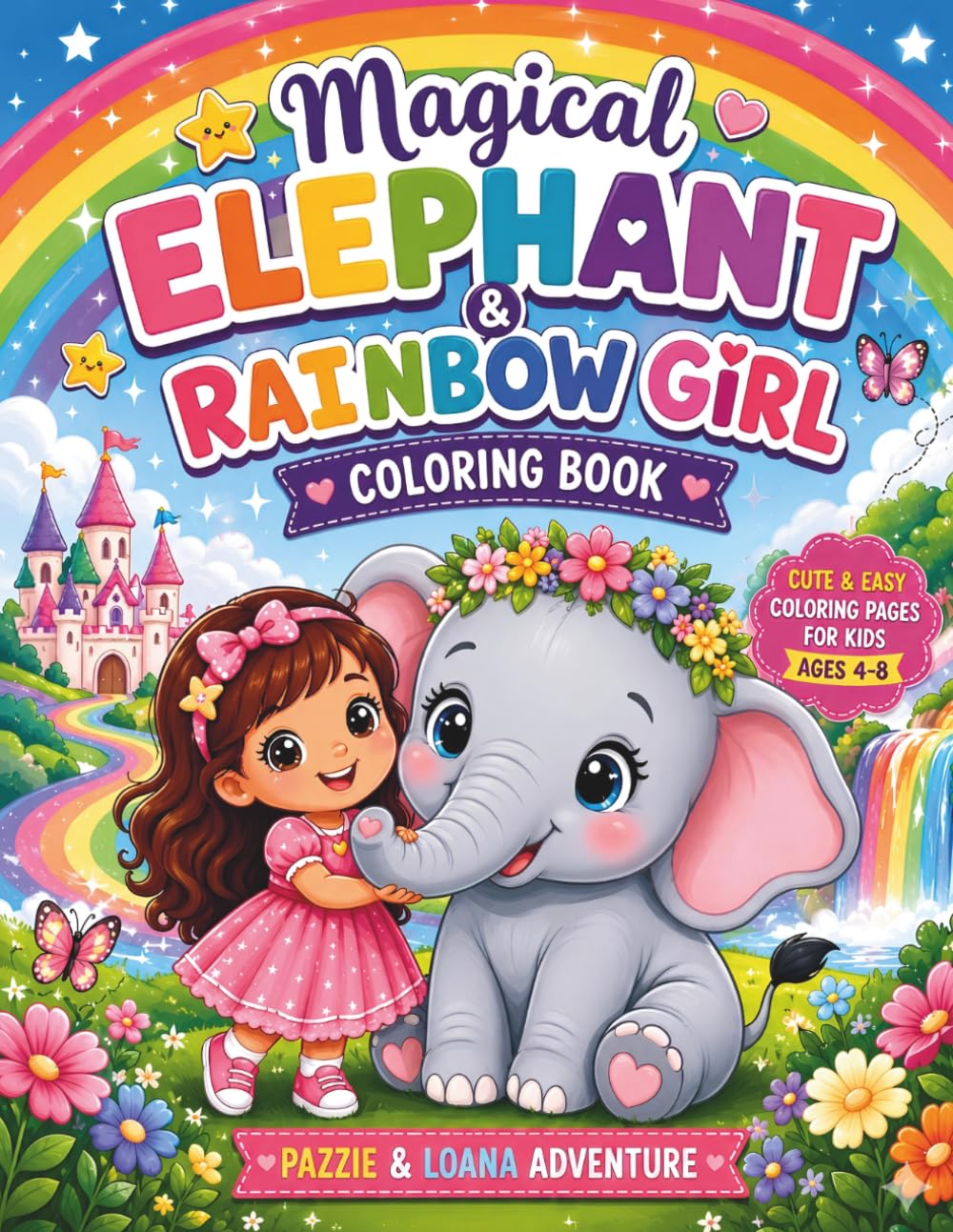 Magical Elephant & Rainbow Girl Coloring Book: Pazzie & Loana’s Adventure in a World of Magic and Colors