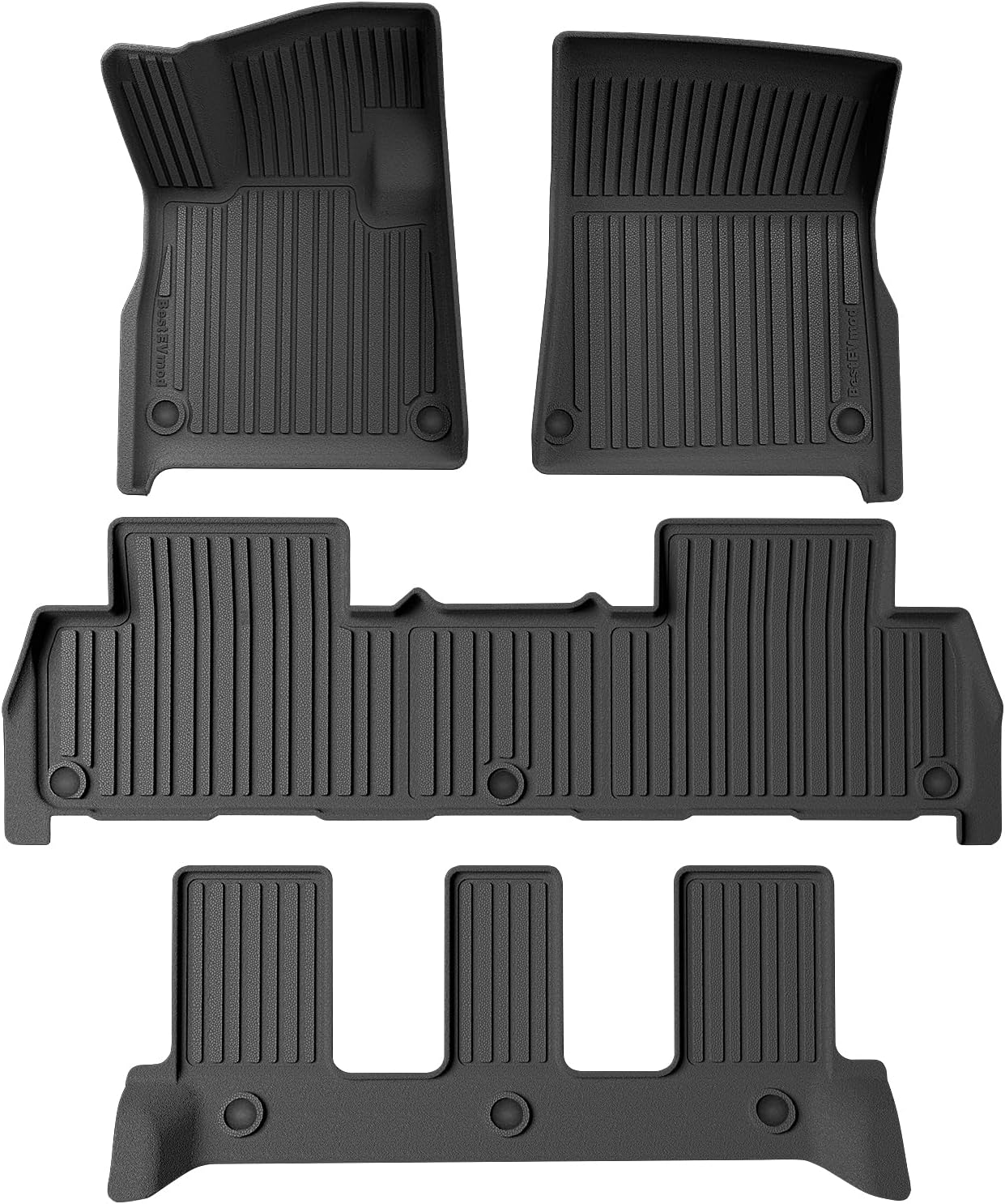 BestEvMod All Weather Floor Mats Compatible with Rivian R1S 2025 2026 Anti-Slip 3D Pattern TPE Heavy Duty Rubber Waterproof Non-Slip Floor Liner 1st & 2nd & 3rd Rows Set Gen 2 Accessories (2025+ R1S) - Image 7