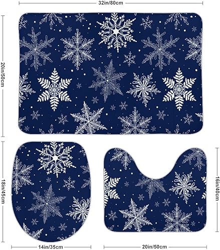 Miniatura 2 de Winetr - Juego de 3 alfombras de baño con diseño de copos de nieve de Navidad, antideslizantes, absorbentes, de secado rápido, juego de alfombras de