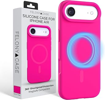 FELONY CASE for iPhone Air, MagSafe Shockproof Silicone Cover, Neon Pink