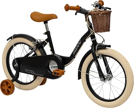 Kids Vintage Bike 12", 14", 16" Retro Children s Bicycle with Basket & Training Wheels, Adjustable Seat, Front & Rear Brakes, Classic Cruiser Style, Retro Bicycle for Ages 3 9