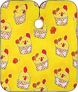 RPLIFE Babero de corte de pelo amarillo de dibujos animados, capa de champú, vestido para colorear el cabello, Bonito pollo de dibujos animados amarillo, talla única