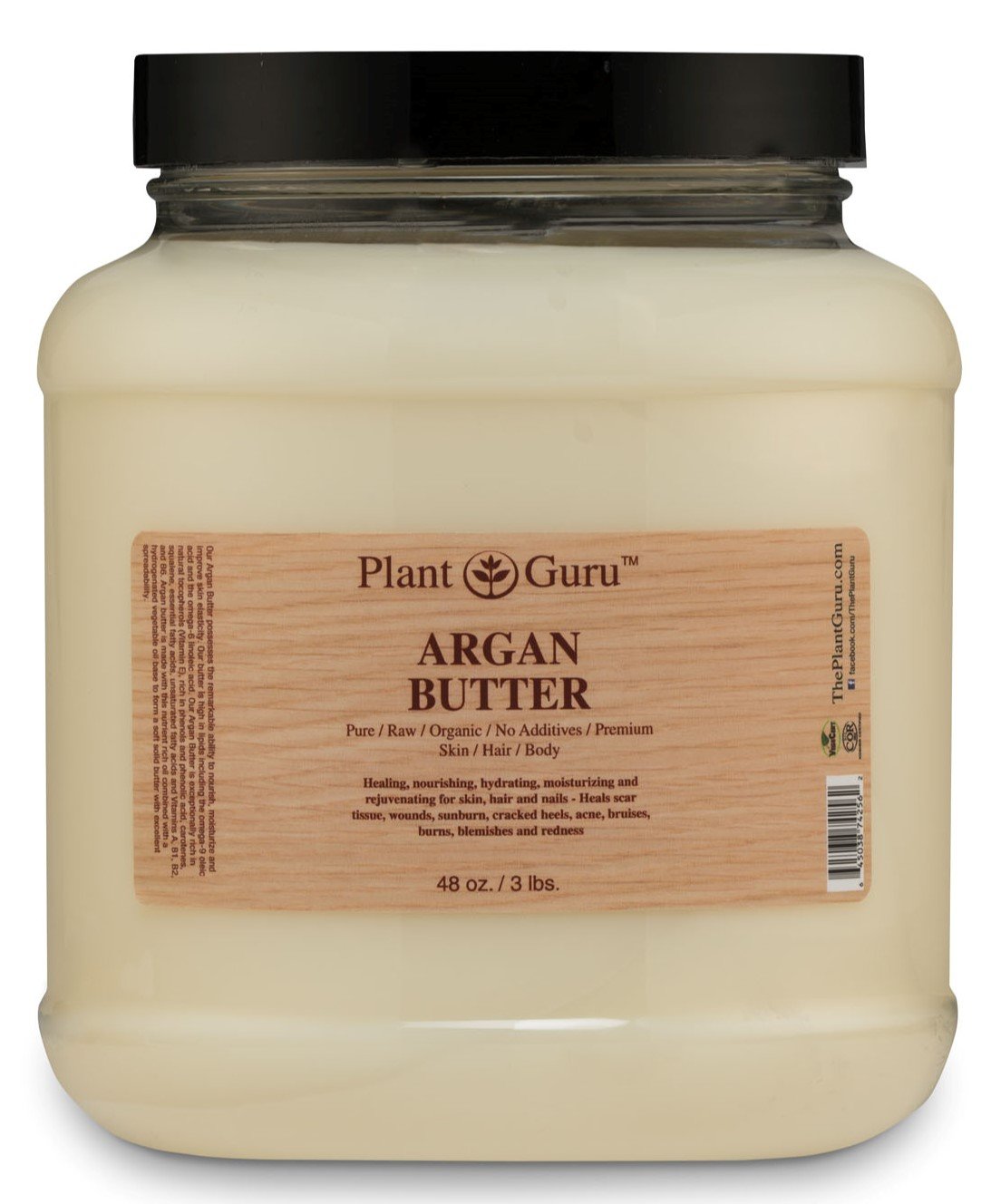 Argan Butter 3 lb. 100% Pure Raw Fresh Natural Cold Pressed. Skin Body and Hair Moisturizer, DIY Creams, Balms, Lotions, Soaps.