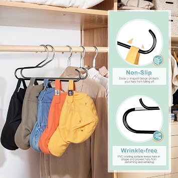 Hat Storage Organizer for Baseball Caps Non Slip PVC Coating Hat Rack Hangers for Closet Black 2 Pack, Wooden Tabletop Hat Rack Stand Brown 2 Pack