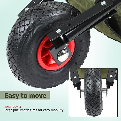 Miniatura 4 de BBTO Carretilla plegable plegable para patio, 88 libras, ligera, para jardinería, resistente, tela Oxford para adultos, hierba, tierra, ladrillo,
