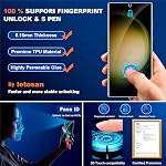 [3 Pack] Screen Protector for Samsung Galaxy S23 Ultra 5G, 3D Curved Full Coverage Soft TPU Film [Support Fingerprint Reader] Scratch-proof [Alignment Tool] Ultra-thin S23 Ultra Screen Protector