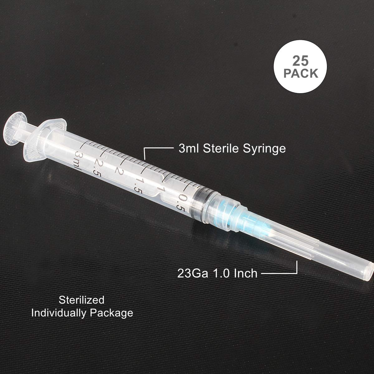 Buy BSTEAN 25 Pack 3ml Disposable Syringe with 23Ga 1.0 Inch Needle