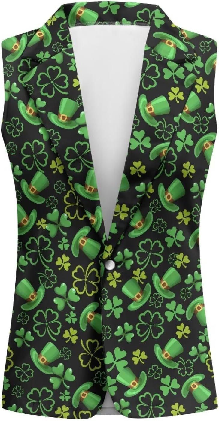 Women's Sleeveless Suit Vest One Button Open Front Blazer Jacket V-Neck Womens Vest Tops Trendy Waistcoat