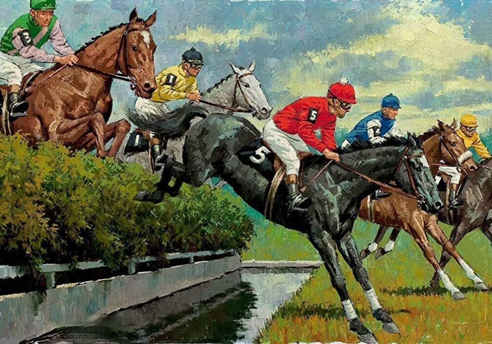 ERUZO 5D Diamond Painting Round Diamond DIY Cross Stitch Horse Racing Chase Home Decor Gift30x40cm
