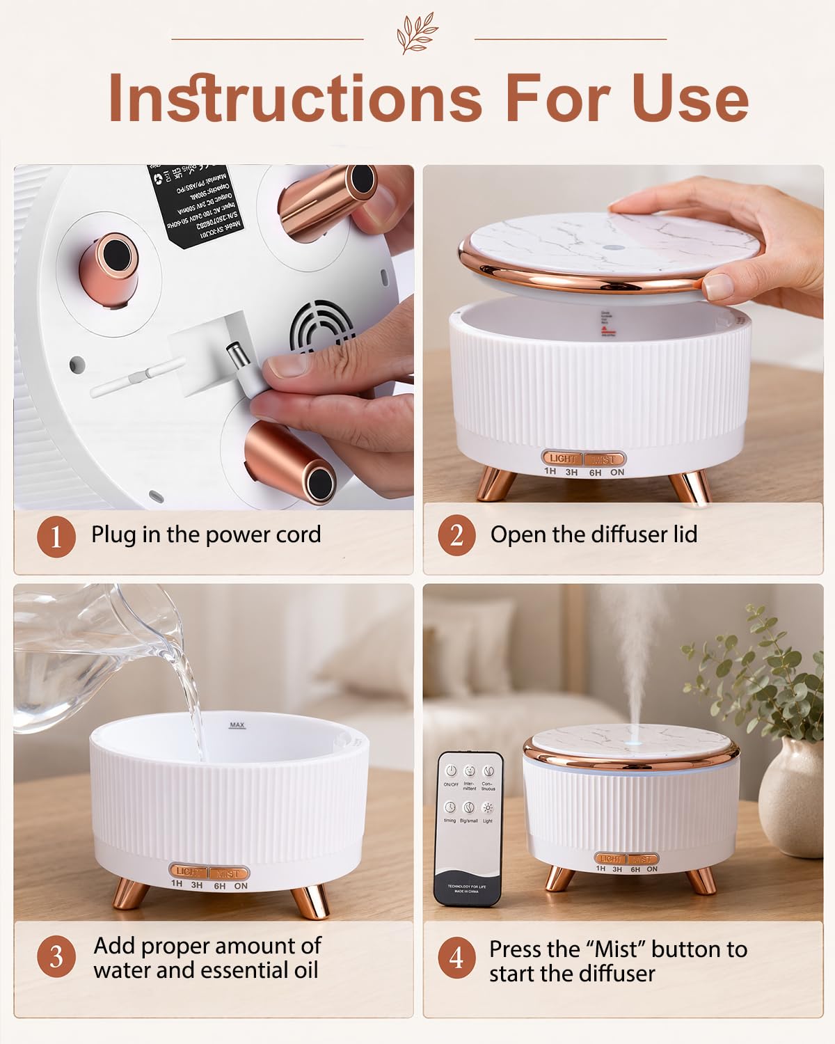500ml Diffusore di Oli Essenziali,Umidificatore Ambiente | Profumatore per Ambienti Ultrasuoni, Silenzioso, Timer, Spegnimento Auto,7 Colori LED, per Aromaterapia, Yoga