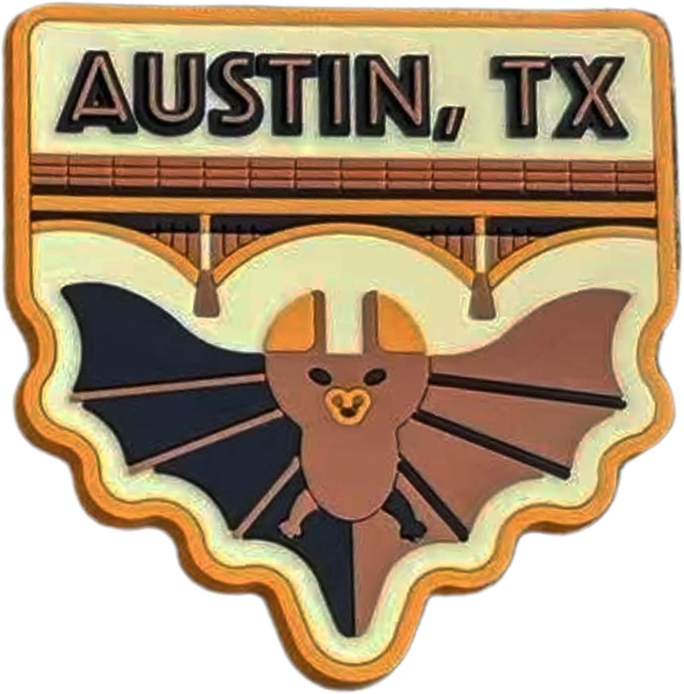 Vagabond Heart Austin Texas Souvenir PVC Refrigerator Magnet - Austin TX Fridge Magnet - Bats of Congress Street Bridge - Keep Austin Weird - 3D Retro/Vintage Kitchen Travel Gift