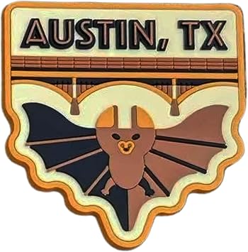 Vagabond Heart Austin Texas Souvenir PVC Refrigerator Magnet - Austin TX Fridge Magnet - Bats of Congress Street Bridge - Keep Austin Weird - 3D Retro/Vintage Kitchen Travel Gift