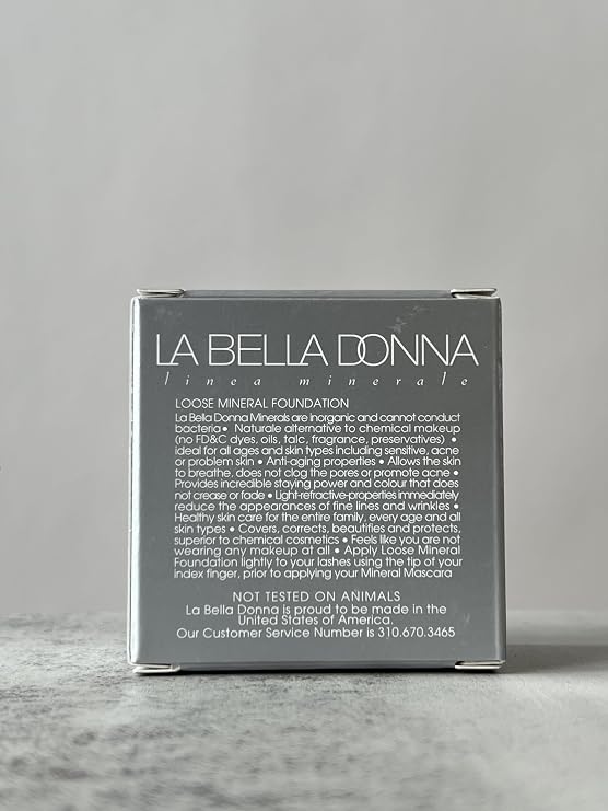 La Bella Donna Loose Mineral Foundation, Non-Chemical SPF50, Only 4 Ingredients, Reef-Safe, Non-Nano, Natural Mineral Makeup with Sun Protection | 10g | Crema