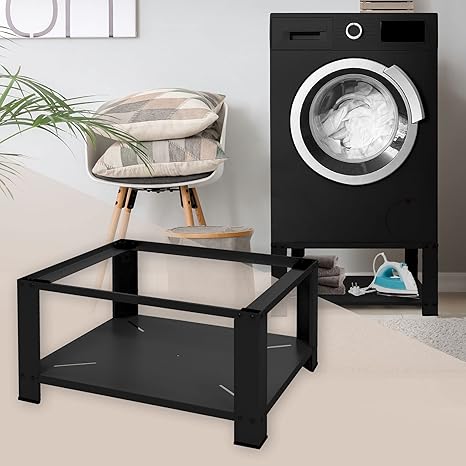 MLDesign Waschmaschinen Untergestell mit Ablage 63x54 cm Stahl Schwarz