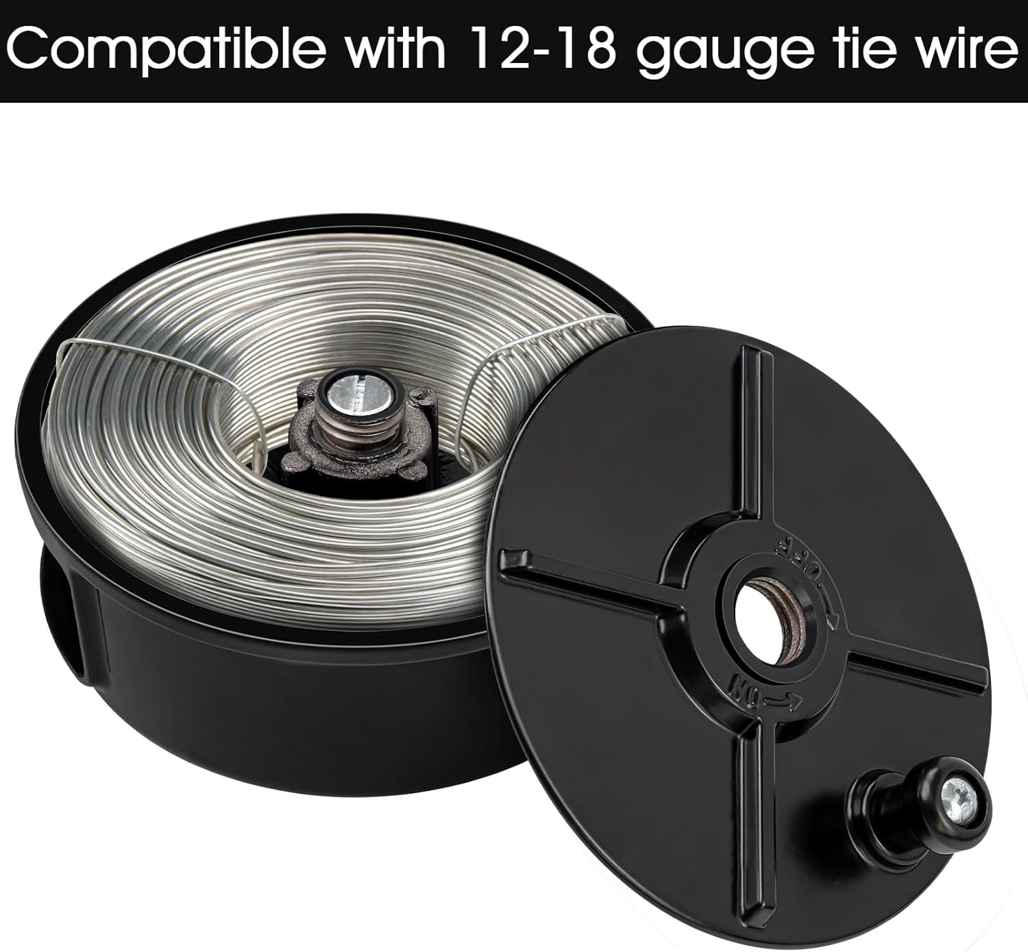 Tie Wire Reel Coil Holder Wheel,6.25" Lightweight Aluminum Tie Wire Reel Wheel with Rewind Knob&Built-in Belt Loops,Left Handed and Right Handed,Great for Ironworker Rebar Worker,12-18Gauge Wire,Black