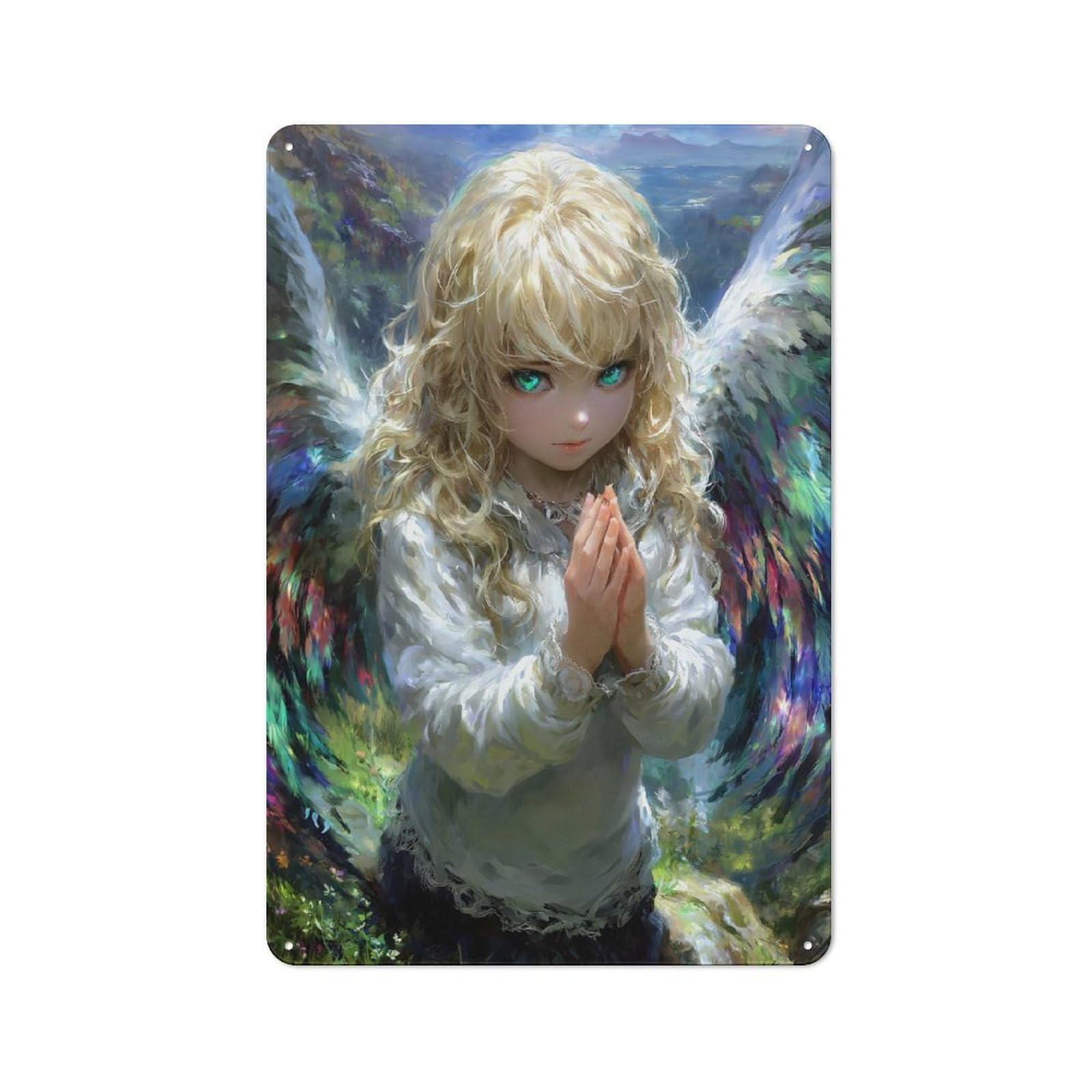 Junmoney Girls Style-6 Angelic With Wings In Nature Tin Sign 30X20cm For Living Room Wall, Rustic Wall Decor, For Living Room Decor Lovers