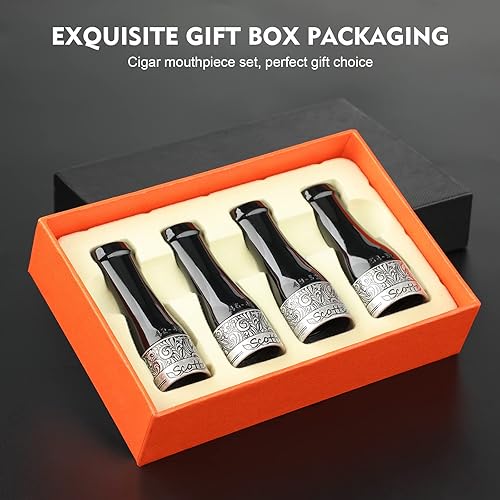 Miniatura 6 de Scotte Boquilla de cigarro para hombres y mujeres, portátil, 4 tamaños, con caja de regalo (negro y plateado)