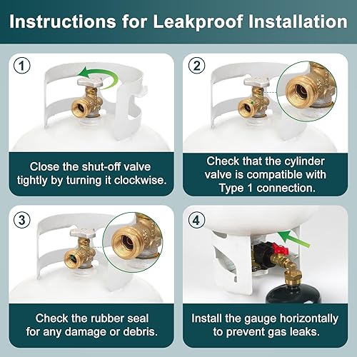 Vista 25 de GASPRO Propane Refill Adapter, Fill 1 Pound Bottles from 20lb Tank, Easy to Use, Solid Brass