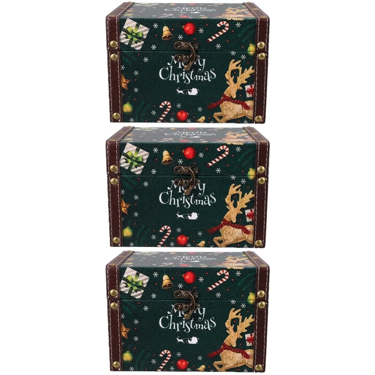 Toyvian 3 Stück Weihnachtskiste für Süßigkeiten und Schmuck, Vintage | Große Kapazität, Dekorative Kasten im Antik Look, für Feiertage und Deko, Organisiert Kleinteile