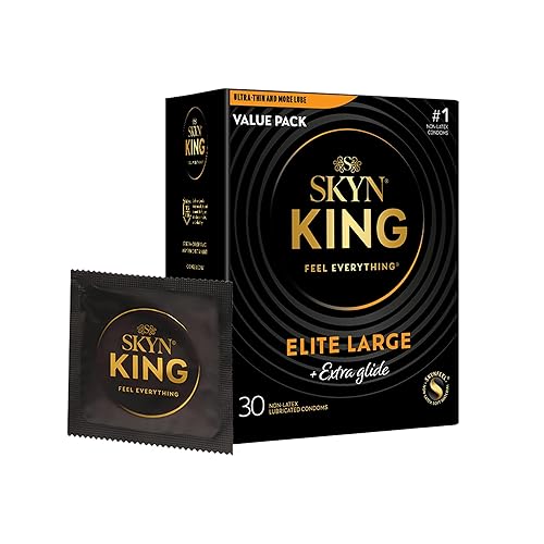 SKYN King Elite Large Extra Glide Non-Latex Condoms, 30 Count – Extra Glide for Extra Comfort - King Extra Glide - 30 Count (Pack of 1)