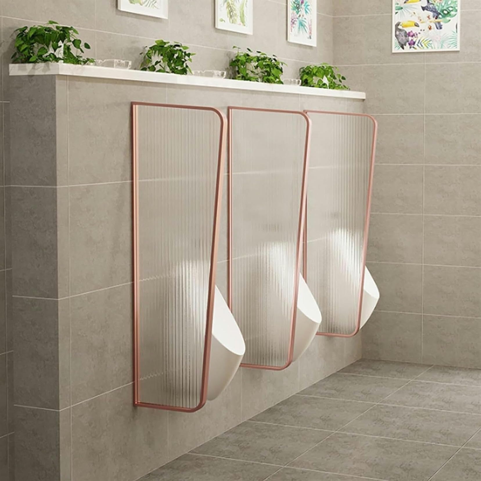 Separador de urinarios para baños con soportes de acero inoxidable duraderos