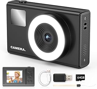 Kialloy Digital Camera for Kids, 1080P FHD, Vintage Design, 48MP Ultra HD, 16X Zoom, Black
