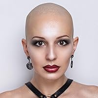 Vista 6 de WILLBOND 2 gorras calvas para Halloween, maquillaje de látex, gorra de peluca de cabeza calva, 2 tamaños, accesorio de disfraz falso para niños