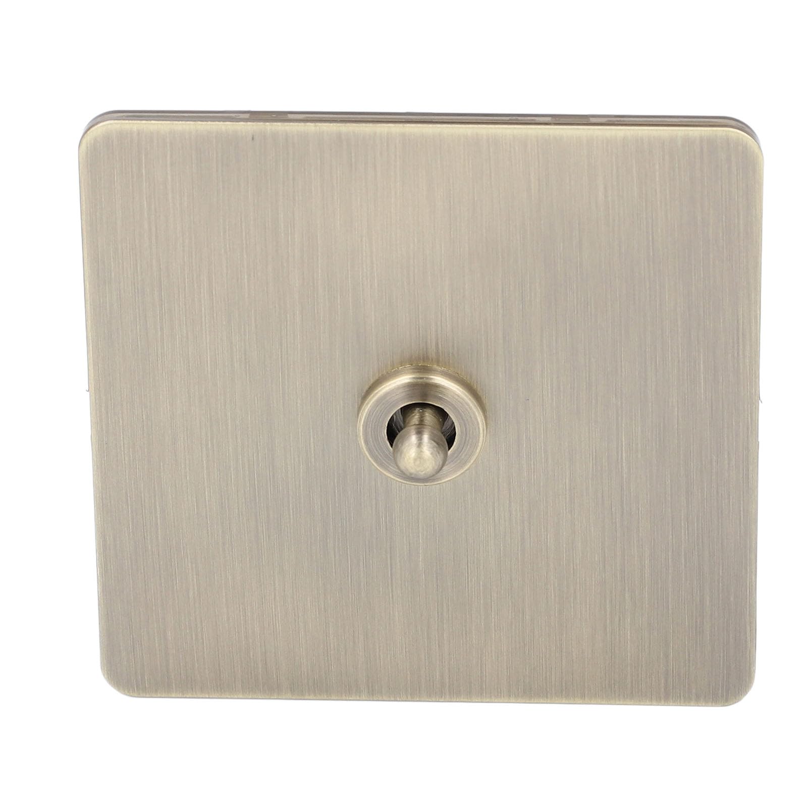 Fafeicy Gold Toggle Light Switch AC250V,Antique Brass Light Switch Cover 1 Gang 2 Way, Antique Bronze, Stainless Steel Panel, Screw Terminal, Brass Contact, Brown