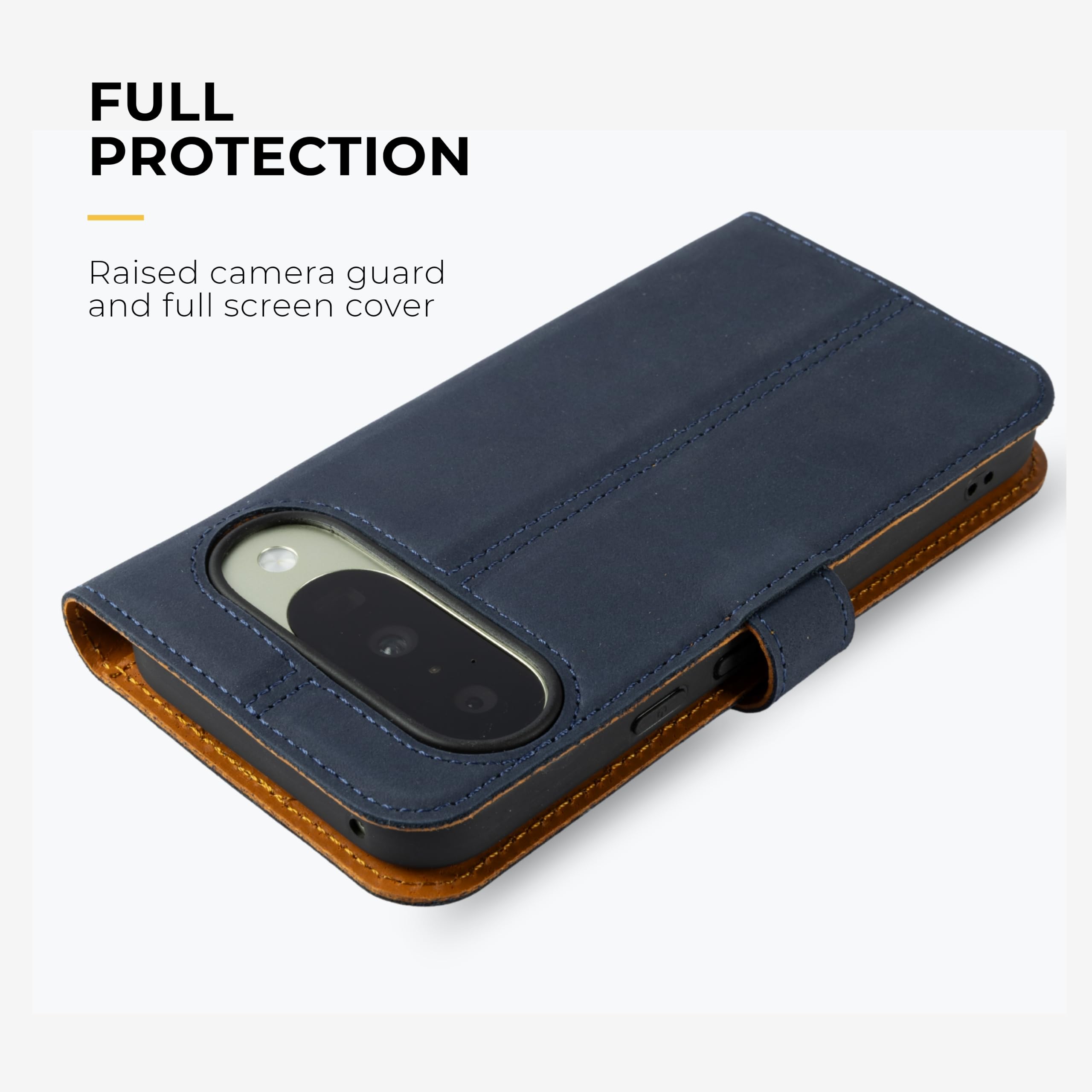 Snakehive Custodia a portafoglio in vera pelle per Google Pixel 11 Pro XL - Custodia a libro con scomparti per carte di credito e supporto (blu navy)