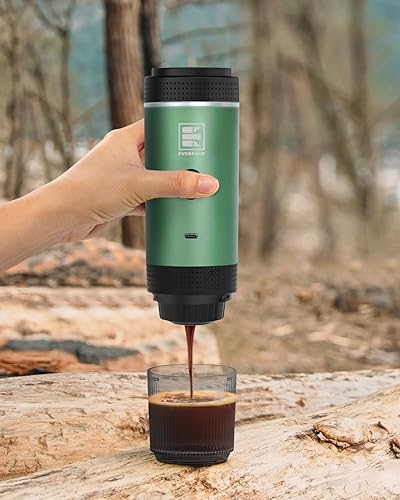Miniatura 2 de Cafetera eléctrica portátil, cafetera de coche para viajes y campamento, cafetera a batería compatible con café molido y cápsulas NS, verde
