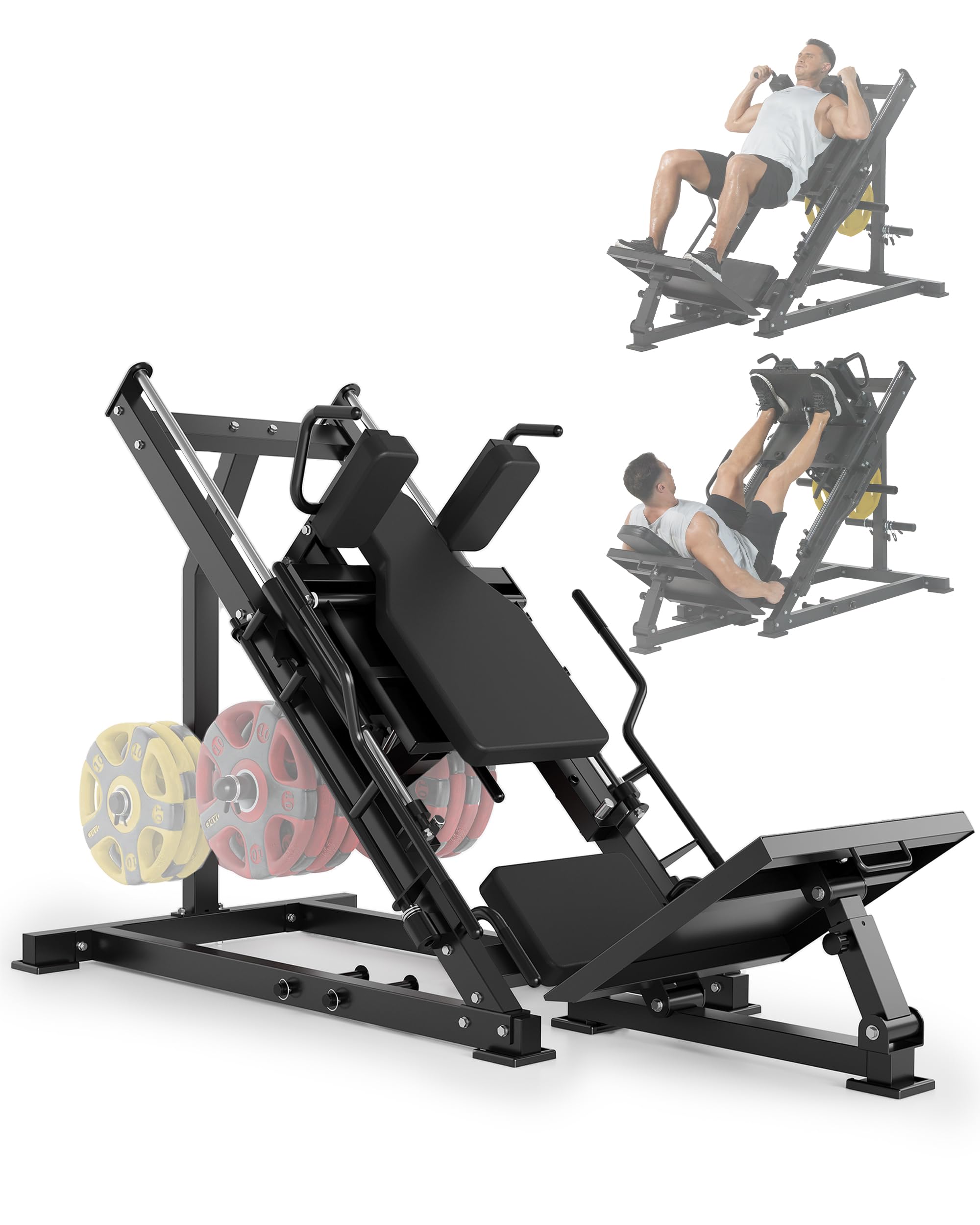 Hack Squat Leg Press Machine for Home Gym with Liner Bearing, 45-Degree Hack Squat Machine with Weight Storage for Lower Body Strength Training