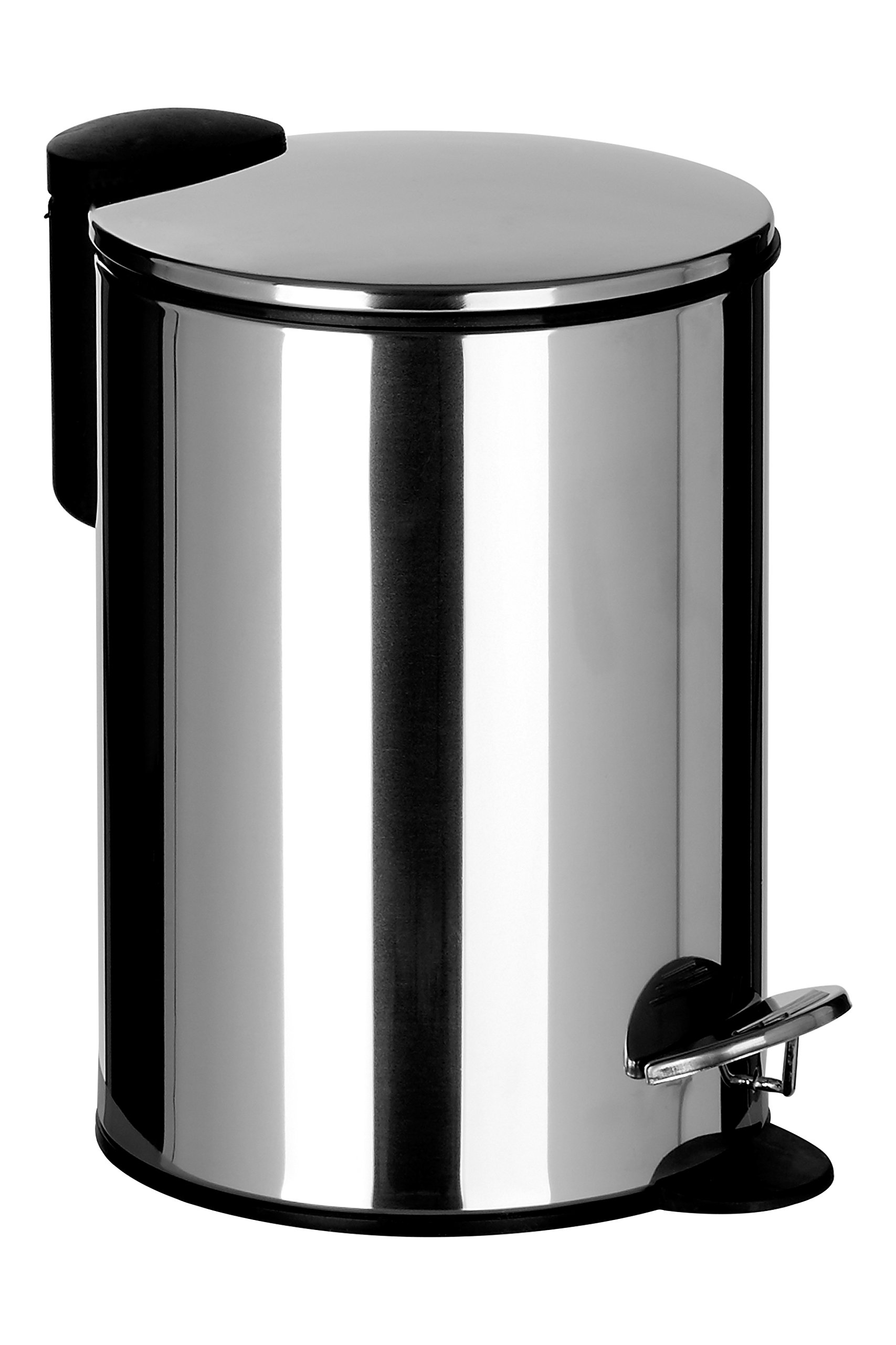 Premier Housewares 3 Litre Pedal Bin - Soft Close Lid - Compact Metal Bin - Removable Inner Bucket - Silver