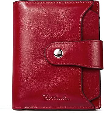 BOSTANTEN Women Leather Wallet RFID Blocking Bifold Zipper Pocket Wallet Card Case Purse with ID Window