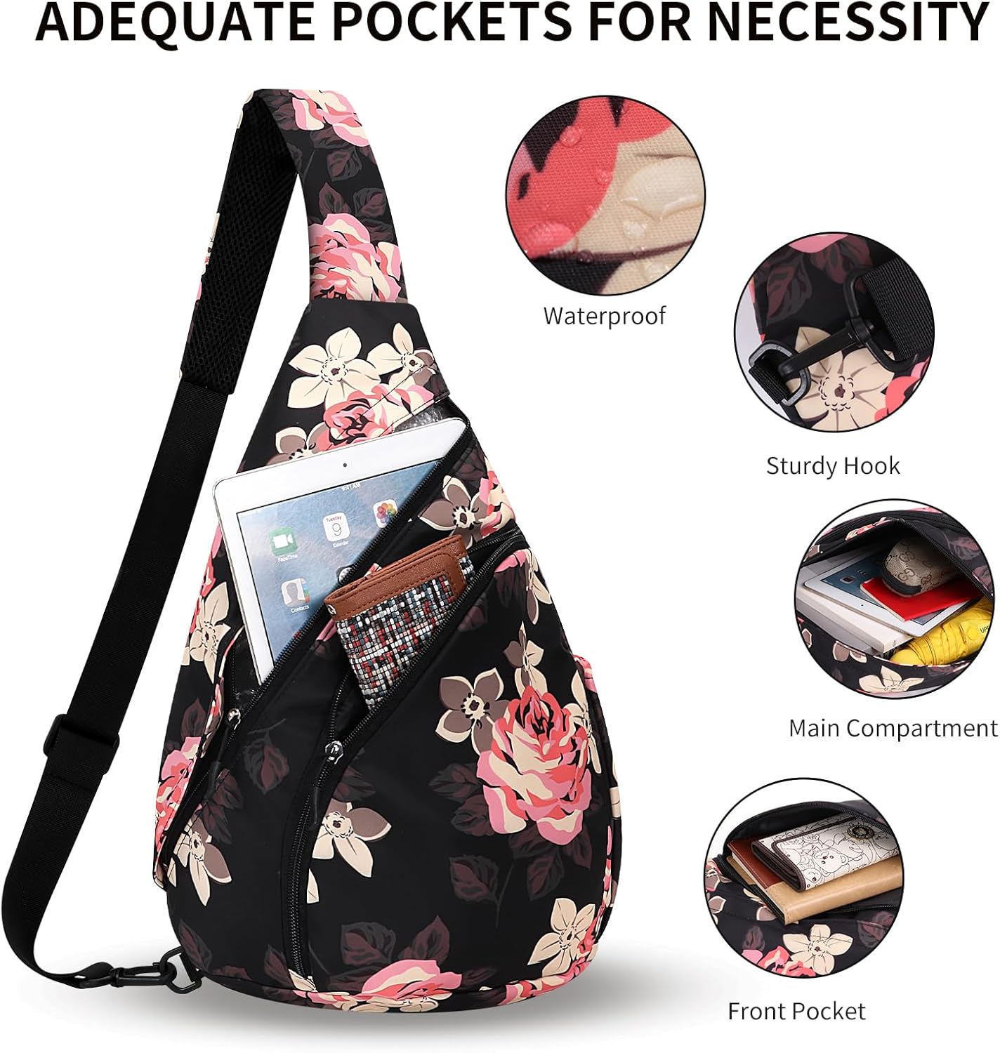 HUA ANGEL Crossbody Sling Bag for Men & Women Lightweight Waterproof Chest Shoulder Bag for Travel Hiking & Everyday Use - Image 2