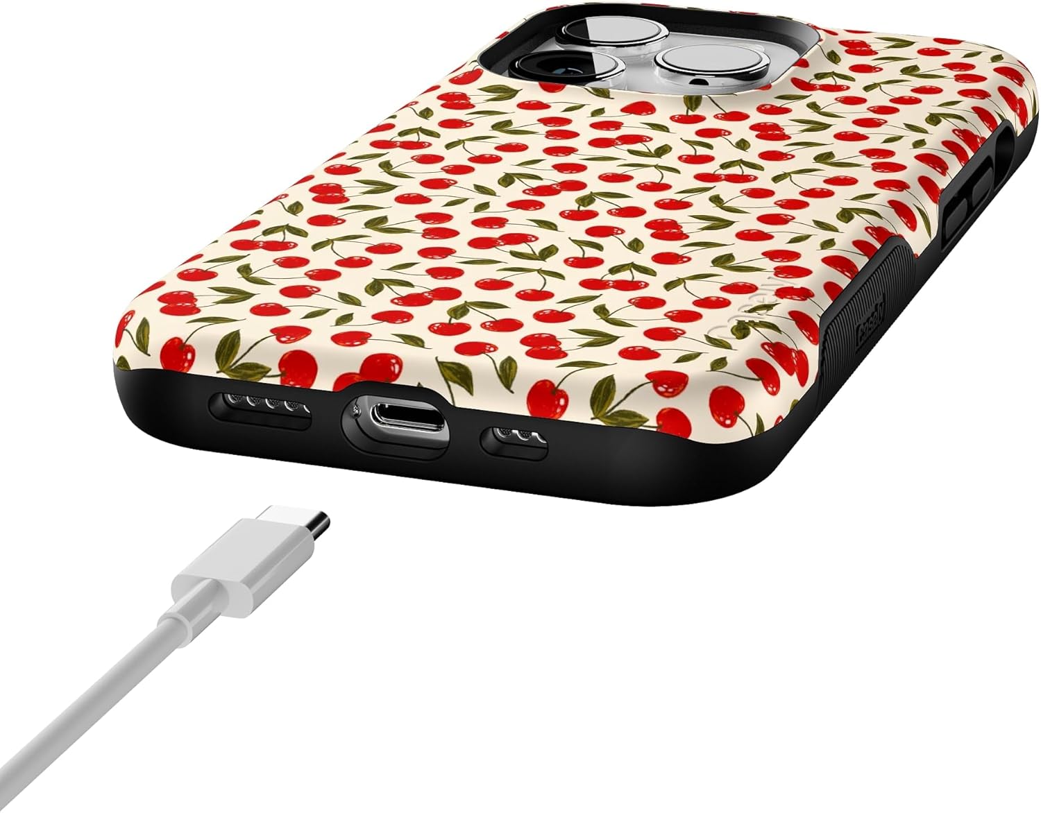 Casely iPhone 14 Pro Case | Cherry on Top | Red Cherries | Bold Protective Design | Compatible with MagSafe