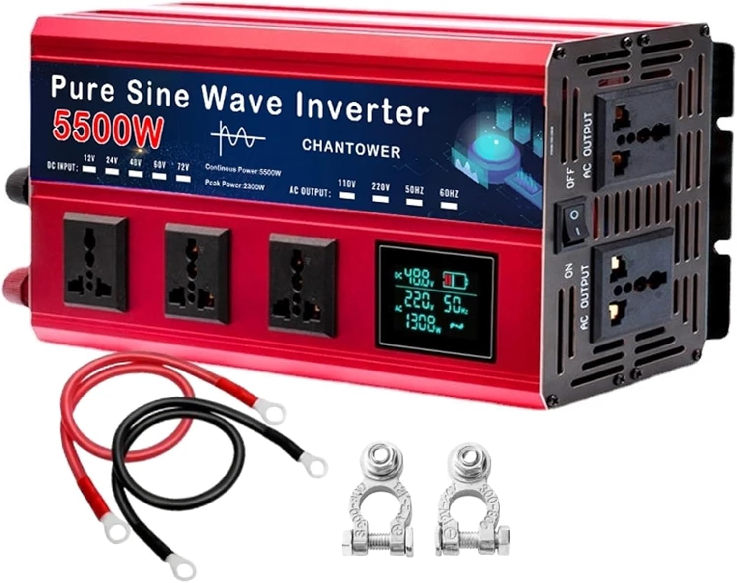 5500W 5000W Pure Sine Wave Inverter DC 12v/24v/48v/60v/72v to AC 110v/220v Voltage Converter Car Solar Power Inverter(5500W,72V_110V 60HZ)