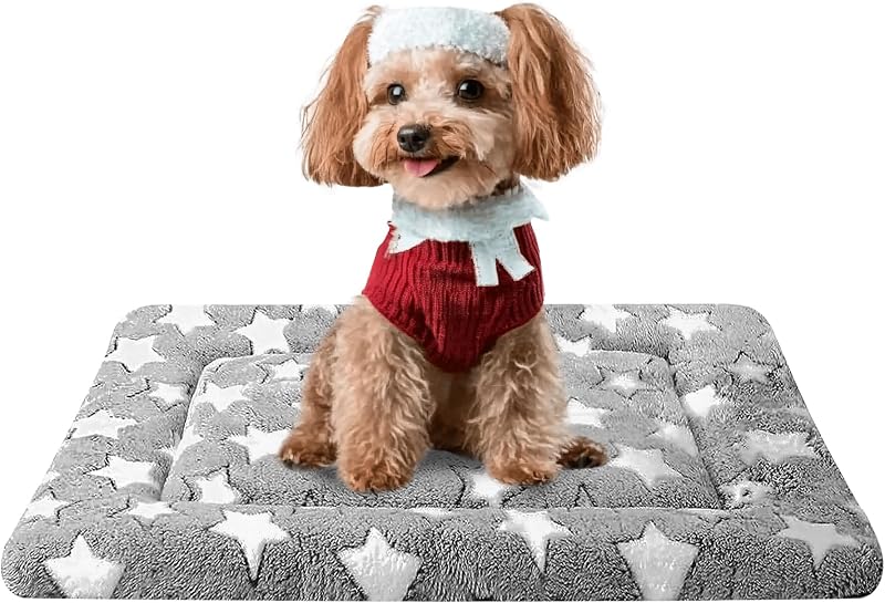 Alfombrilla para cama para perros, almohadilla reversible para jaula, lavable a máquina para perros pequeños | Felpa ultrasuave, estera de perrera lavable a máquina, fría/cálida de doble cara para perros pequeños, linda cama de viaje