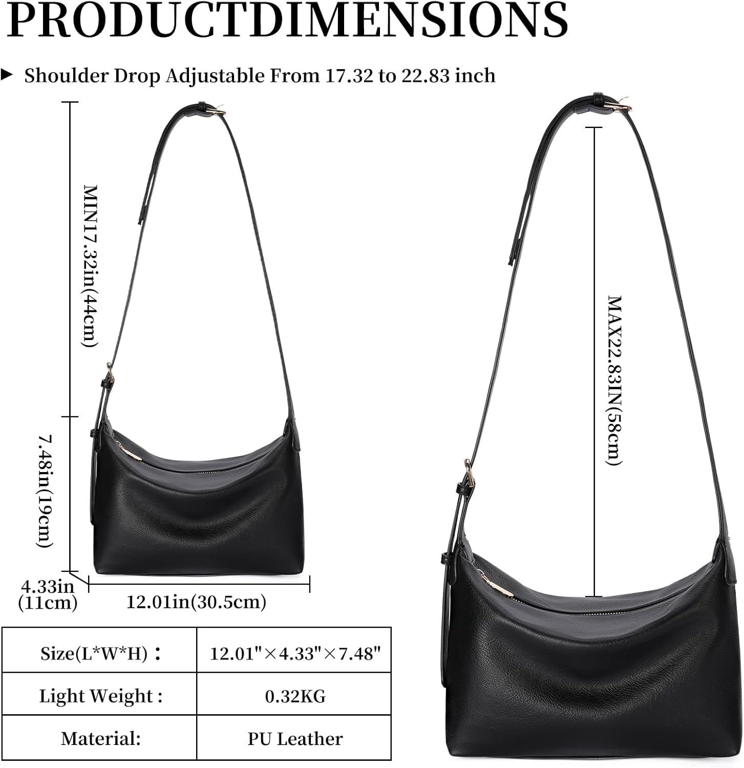 FALAN MULE Hobo Bags for Women Soft Foldable PU Leather Tote Crossbody Purses Stylish Slouchy Shoulder Handbag