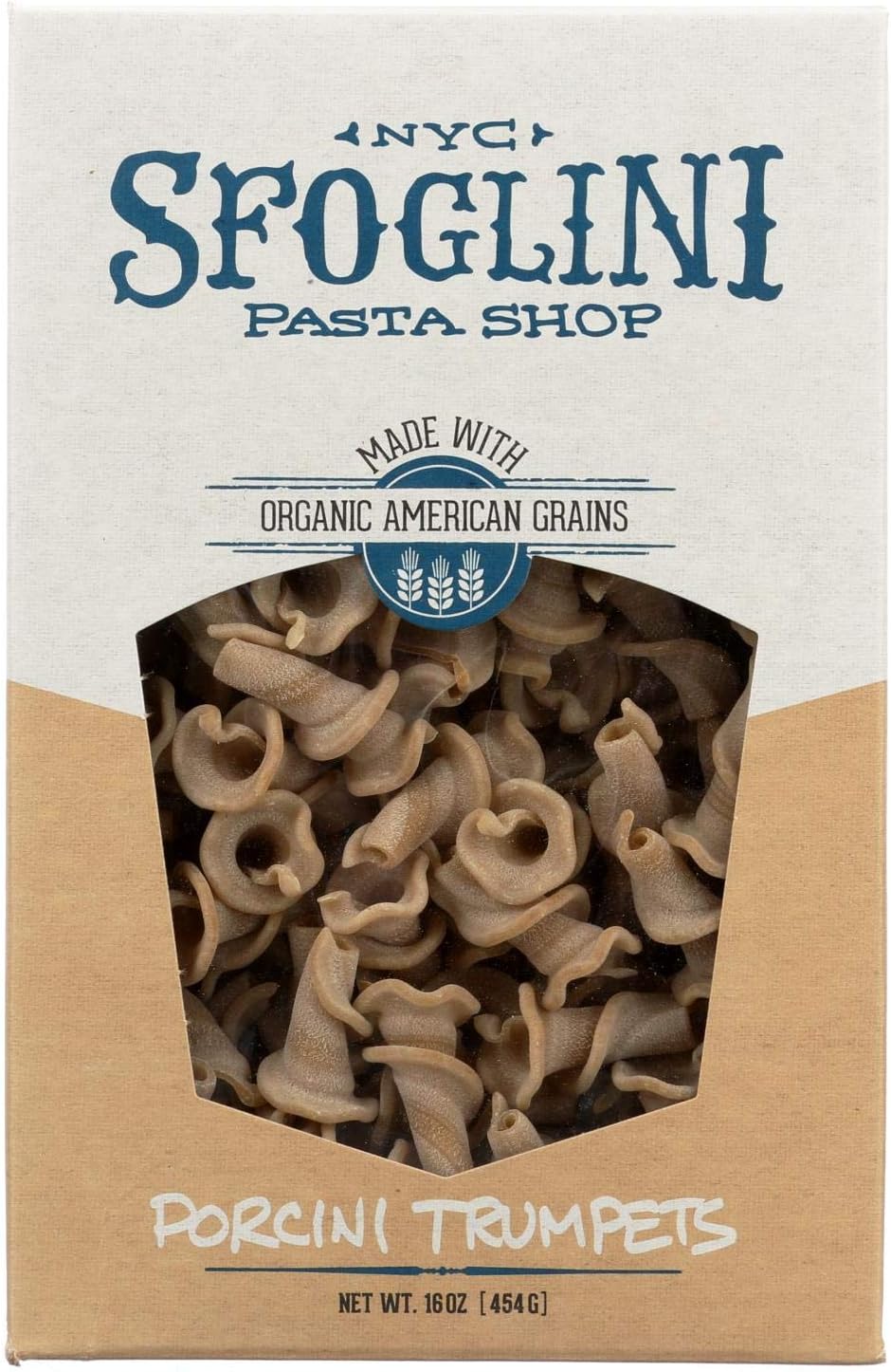 Sfoglini—Porcini Trumpets—Made with Traditional Techniques & Wholesome Organic Grain with an Earthy Mushroom Flavor—6- 16oz Box