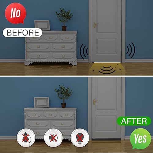 Miniatura 5 de Tope de corrientes de aire para puerta, bloqueador de ruido debajo de la puerta, sellador a prueba de aire de luz de sonido para parte inferior de