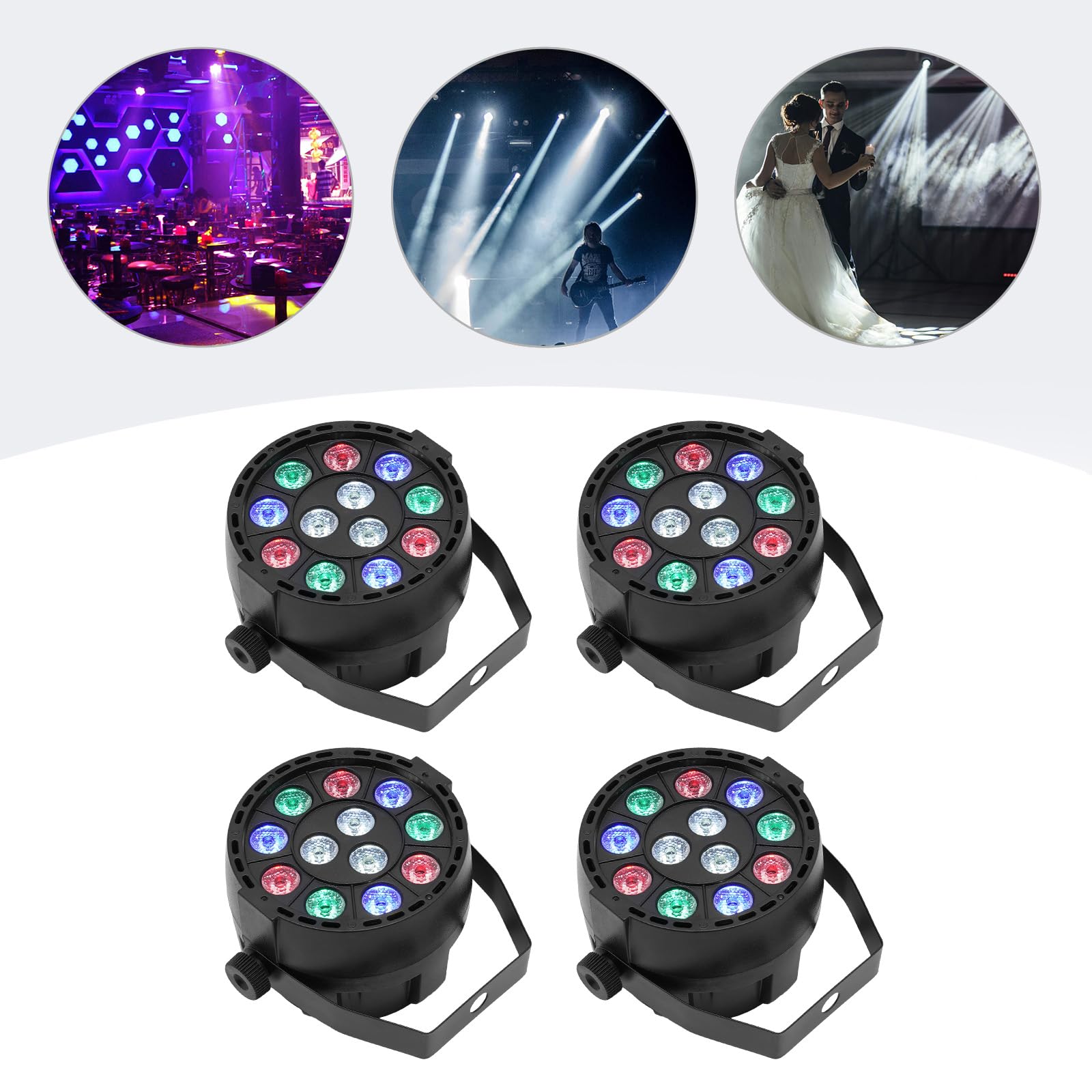 4 pezzi RGB LED per palcoscenico, luce da festa con telecomando, luce da discoteca, fari, illuminazione colorata, faretto da teatro, per DJ discoteca party effetto palcoscenico 15 W