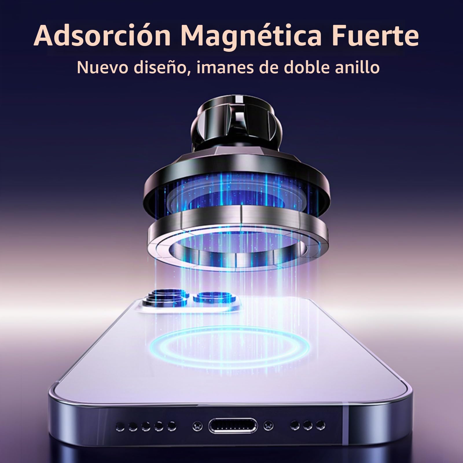 EMEBAY Soporte Magnetico Movil Coche - Aleación de Aluminio | Resistente al Calor, Montaje en Tablero/Parabrisas, Soporte Magnético para Teléfonos/Cámaras en el Auto,Estable,Antisacudidas