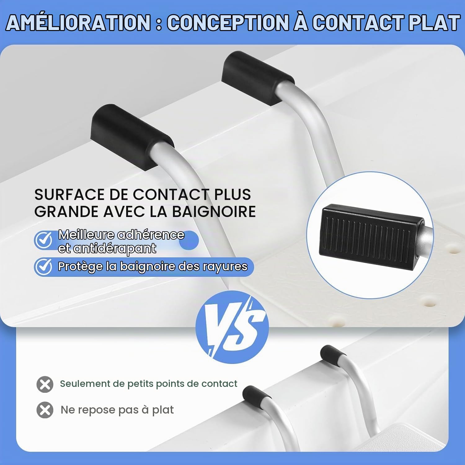 NEWFUN Siege Baignoire,Siège de Bain Suspendu Léger Blanc,Siège en Aluminium,Tabouret de Bain Adapté pour Différentes Tailles de Baignoires et Charge jusqu'à 136 kg,dim. 76-86 cm